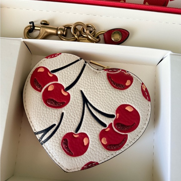 Coach Cherry Heart Coin Purse / Bag Charm NIB - Picture 2 of 4